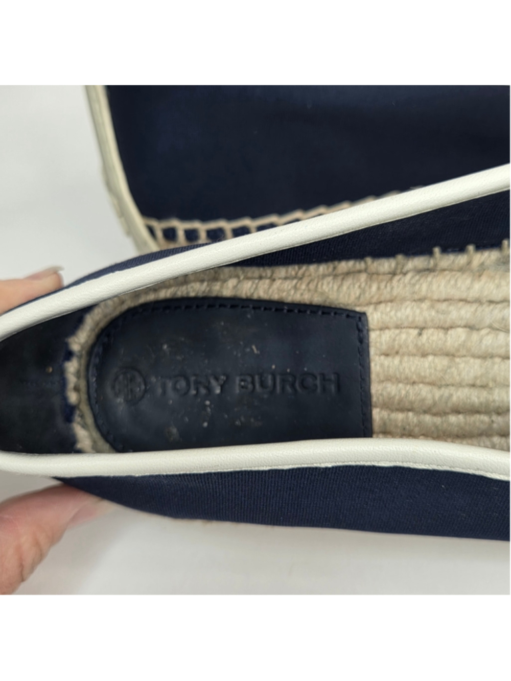 Tory Burch Miranda Navy Lug Sole Platform Espadrille Shoes Women's Size 10 - Picture 10 of 11